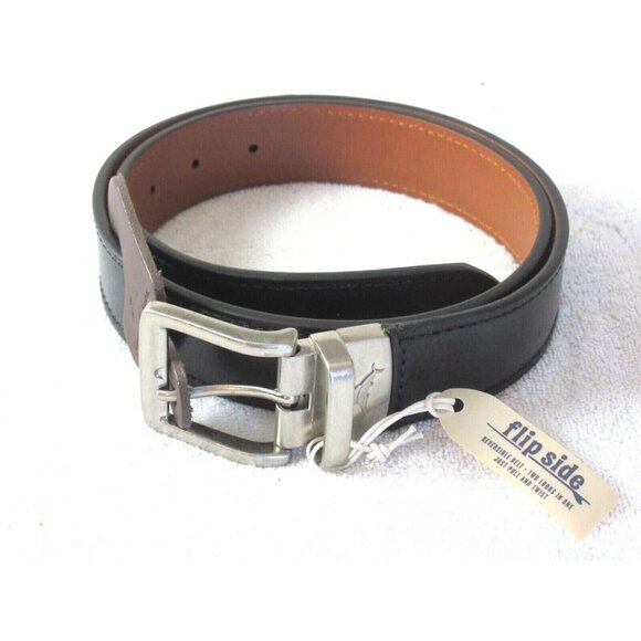 Tommy Bahama Men's Flipside Reversible Leather Belt Black Tan Marlin Buckle NWT - Picture 5 of 8